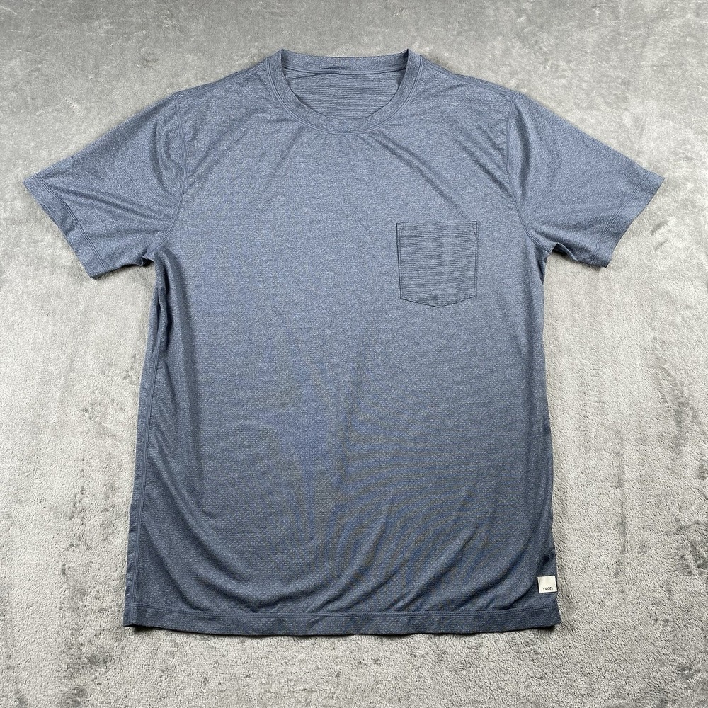 Vuori Tradewind Performance Pocket Tee Shirt Mens L Blue Lightweight‎ Gym Vent